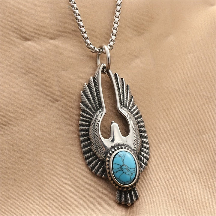 Men's Eagle Turquoise Pendant Necklace - Vintage Warrior