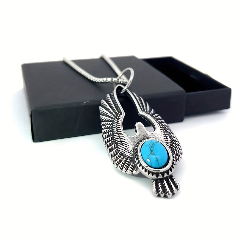 Men's Eagle Turquoise Pendant Necklace - Vintage Warrior