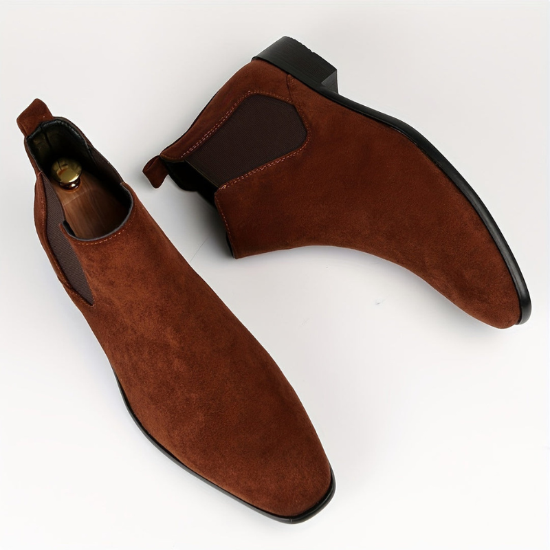 Men's Elastic Ankle Boots - Slip-On Comfort - Brown