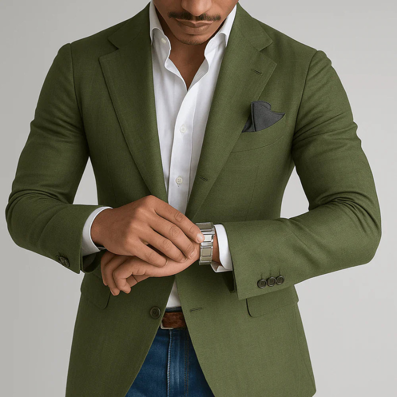 Men's Elegant Blazer - Modern Tailored Fit - Green