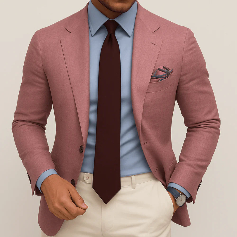 Men's Elegant Blazer - Modern Tailored Fit - Pink