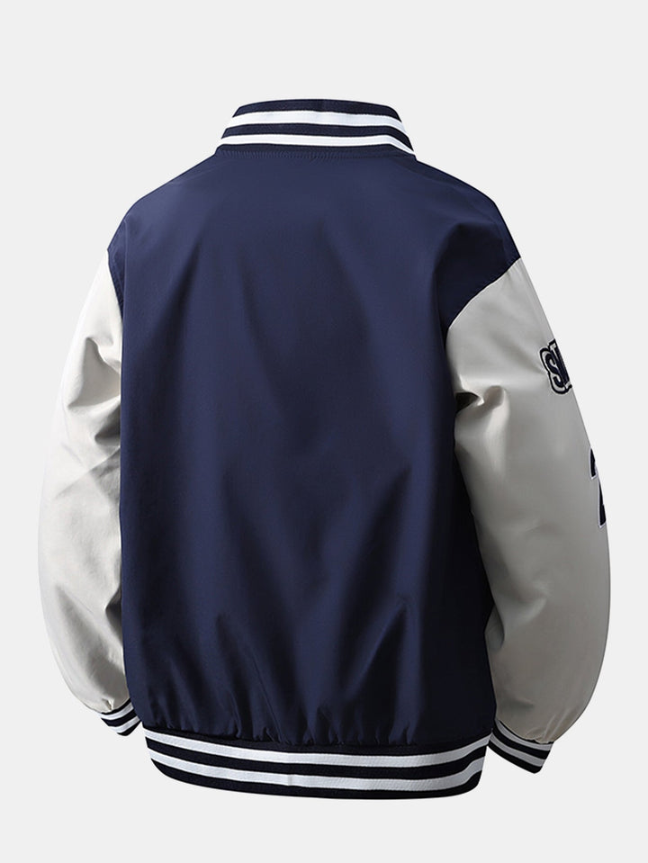 Men's Embroidered Varsity Bomber Jacket - Relaxed Fit