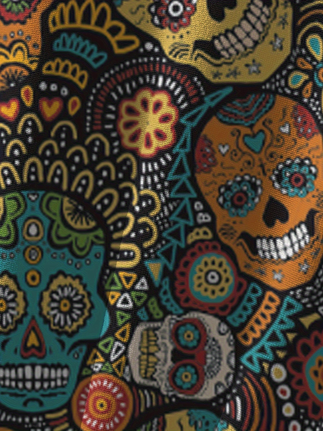 Men's Ethnic Skull Print Boardshorts - Drawstring & Pockets
