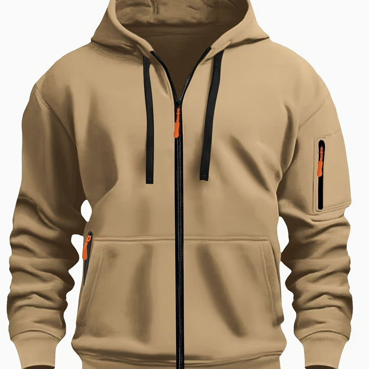 Men's Everyday Zip-Up Hoodie in khaki, Relaxed Fit