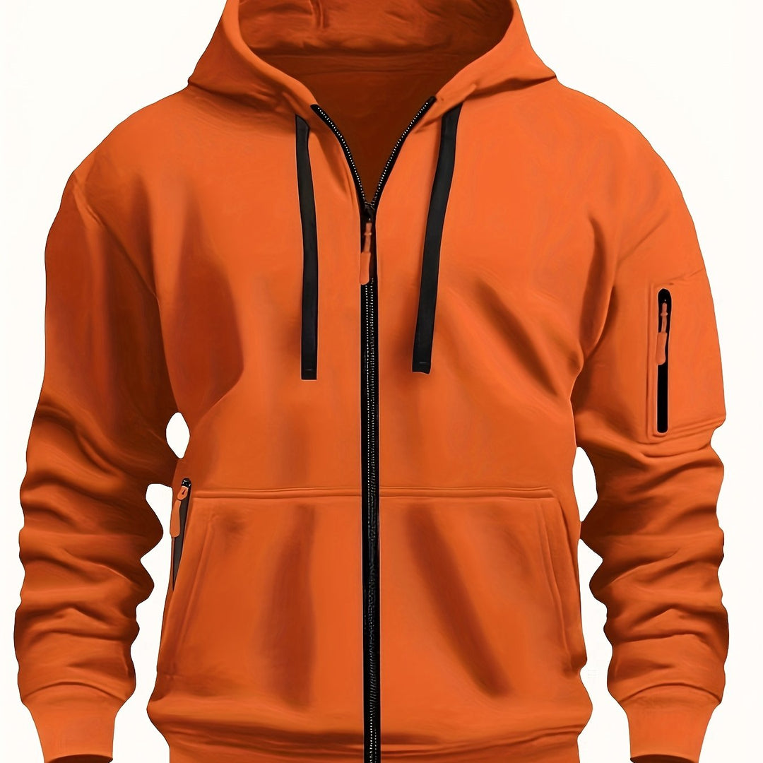 Men's Everyday Zip-Up Hoodie in orange red, Relaxed Fit