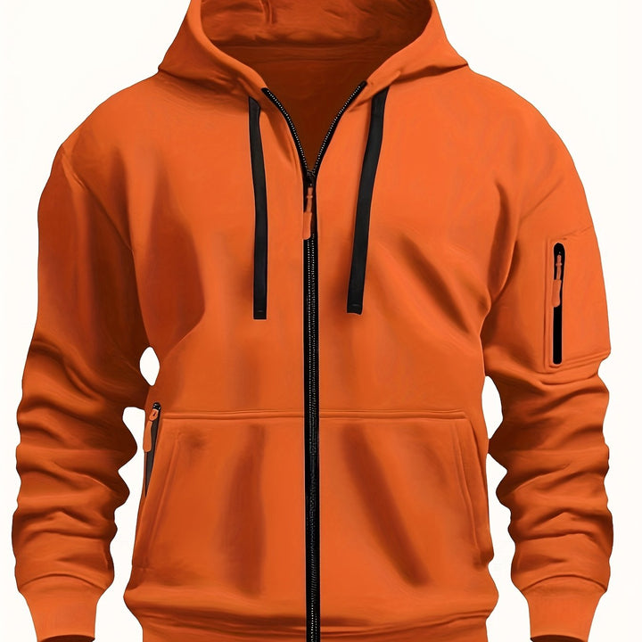 Men's Everyday Zip-Up Hoodie in orange red, Relaxed Fit