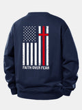 Men's Faith Over Fear Slogan Print Sweatshirt – Relaxed Fit Crew Neck