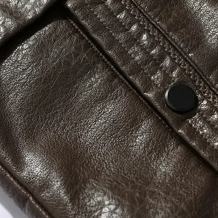 Men's Faux Leather Bomber Jacket with Sherpa Fleece Lining