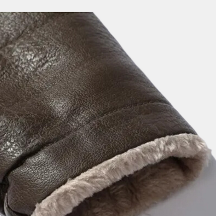 Men's Faux Leather Bomber Jacket with Sherpa Fleece Lining