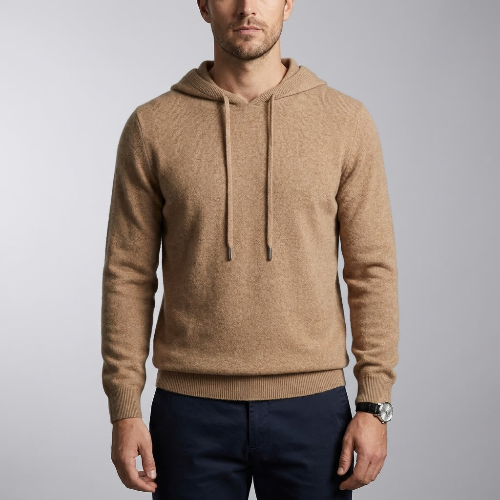 Men's Fine-Gauge Knit Pullover Hoodie - Classic Fit