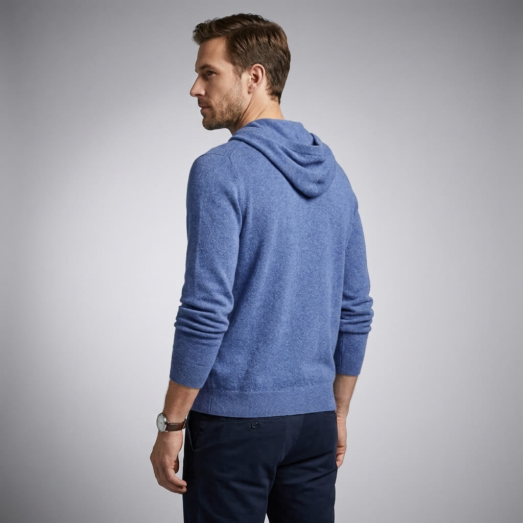 Men's Fine-Gauge Knit Pullover Hoodie - Classic Fit