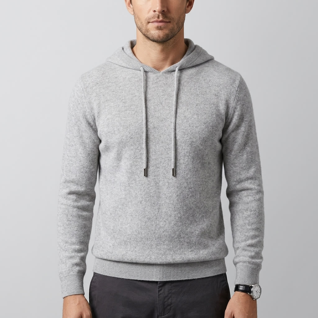 Men's Fine-Gauge Knit Pullover Hoodie - Classic Fit