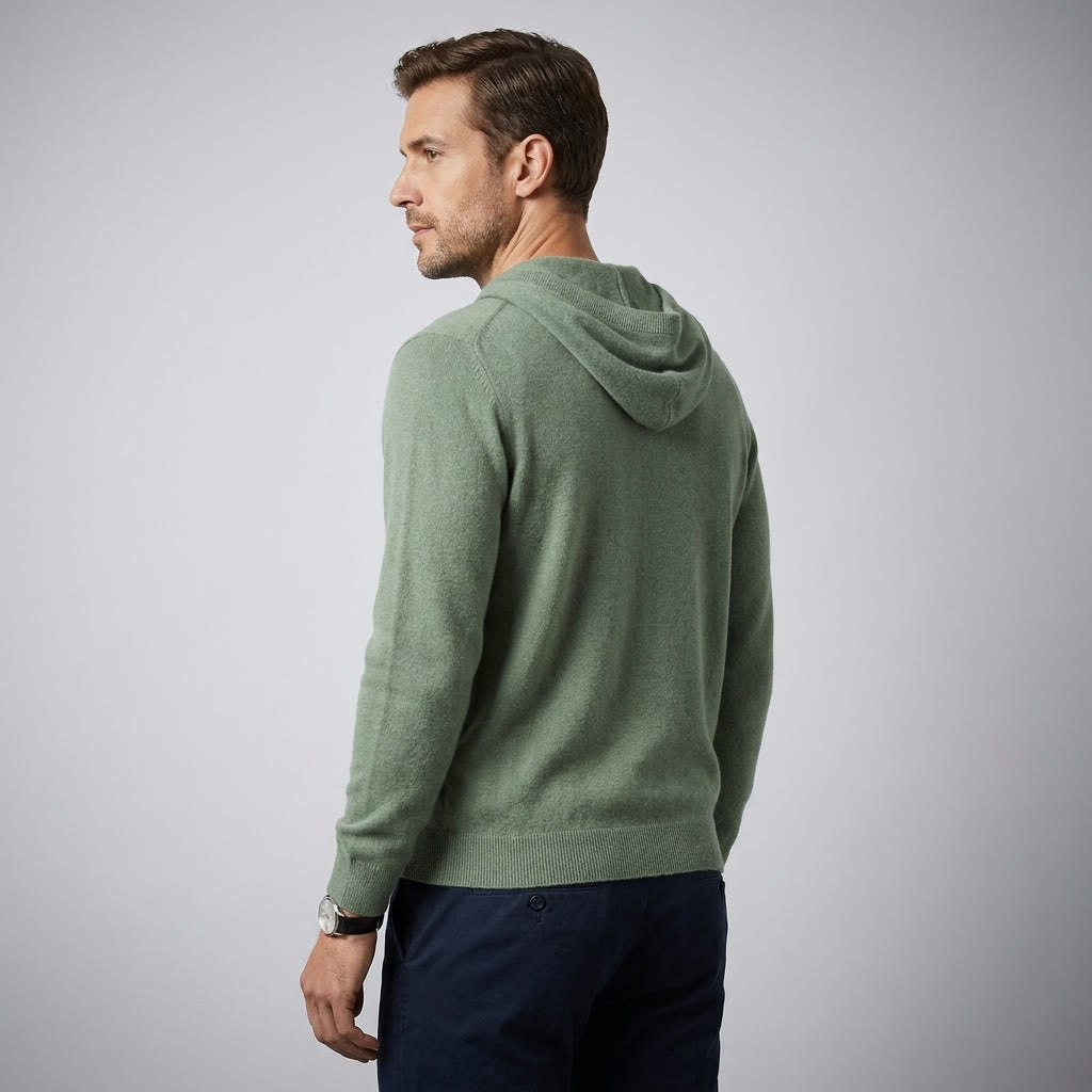 Men's Fine-Gauge Knit Pullover Hoodie - Classic Fit
