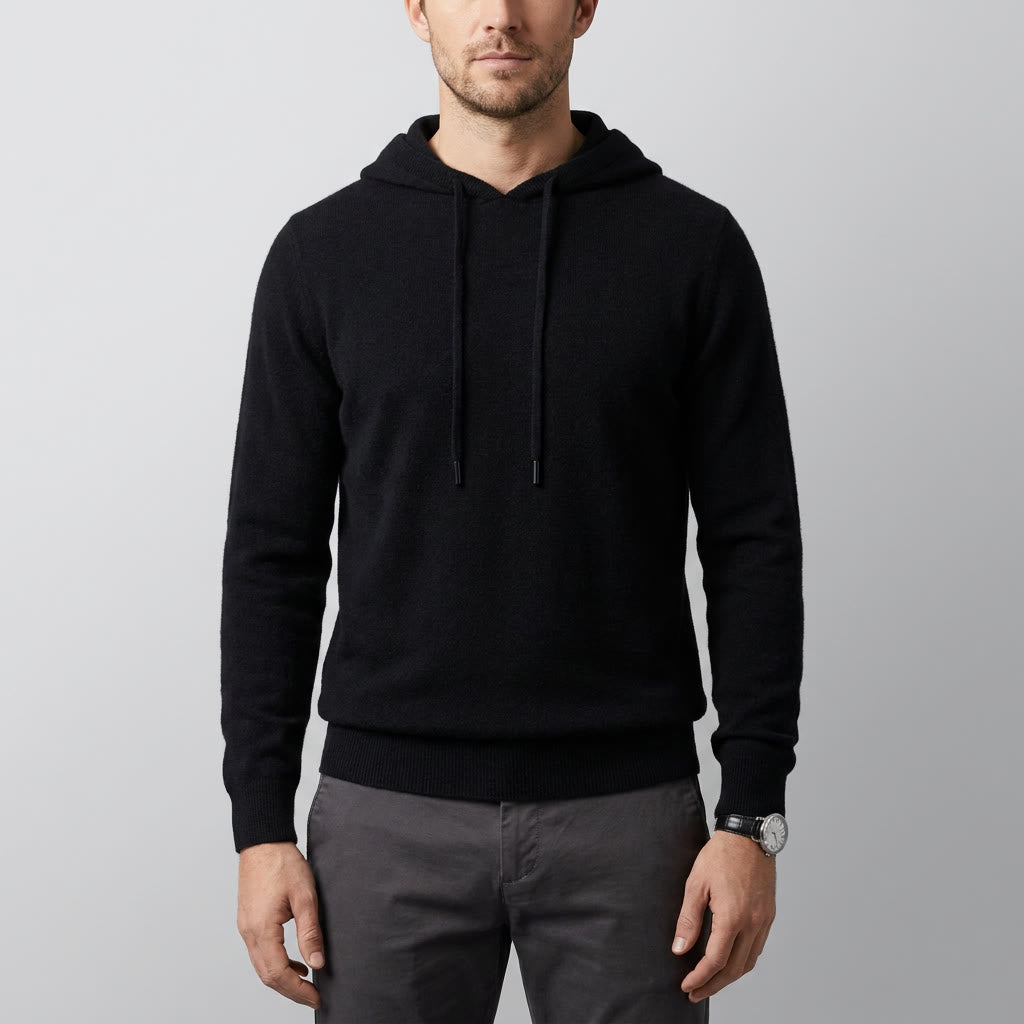 Men's Fine-Gauge Knit Pullover Hoodie - Classic Fit