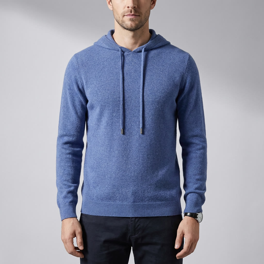 Men's Fine-Gauge Knit Pullover Hoodie - Classic Fit