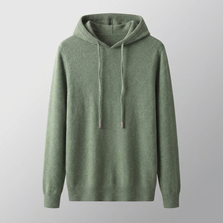 Men's Fine-Gauge Knit Pullover Hoodie in green, Classic Fit