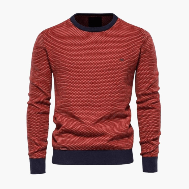 Men's Fine Knit Crew Neck Sweater - Timeless Style - Red