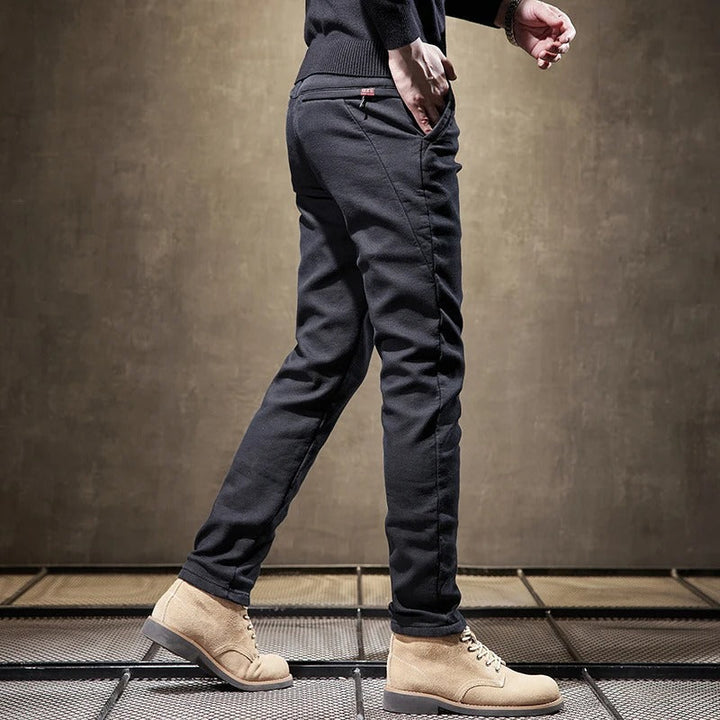 Men's Fleece-Lined Slim Fit Pants - Casual Cowboy Style