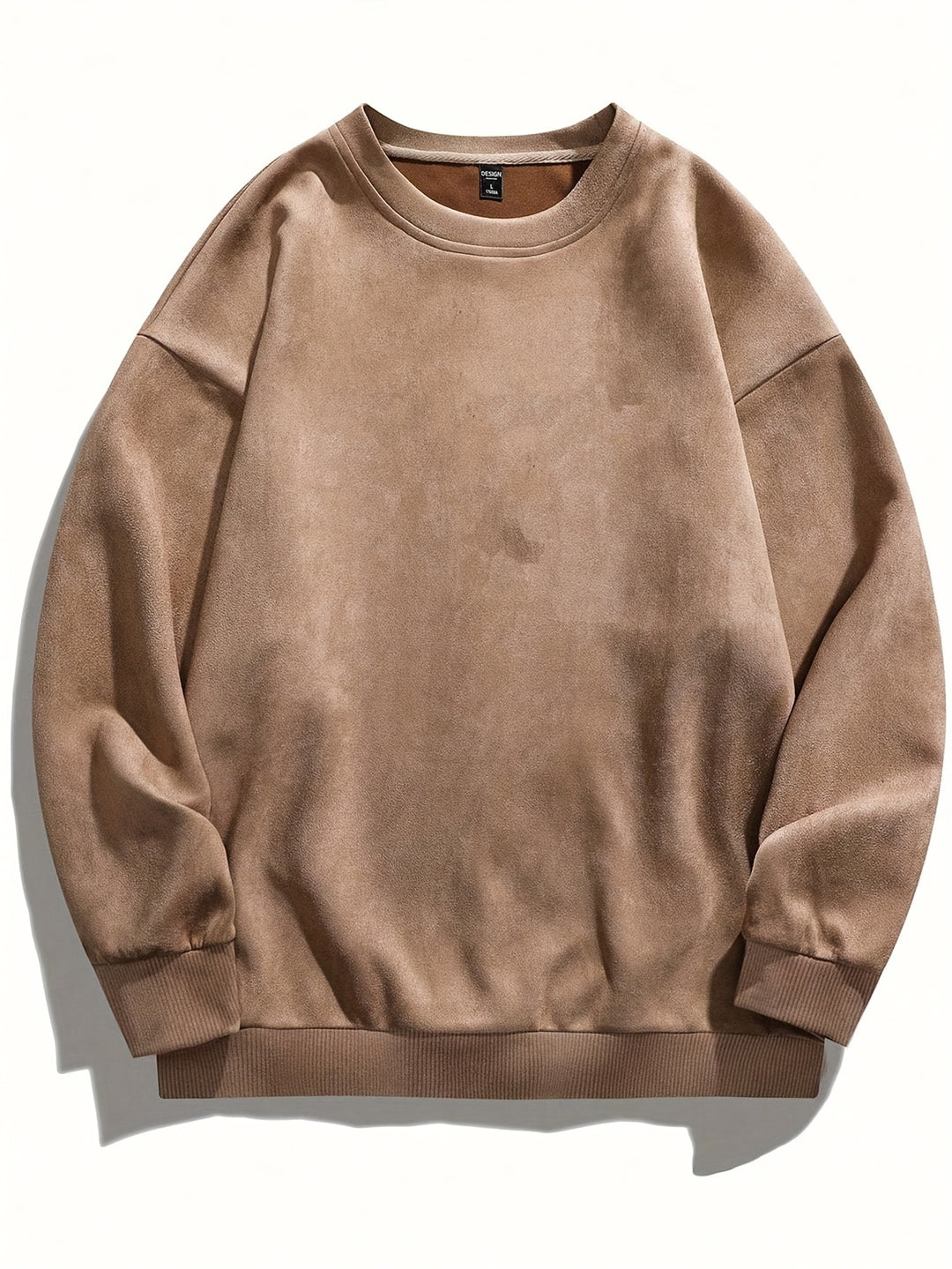 Men's Fleece Sweatshirt - Classic Crew Neck - Coffee