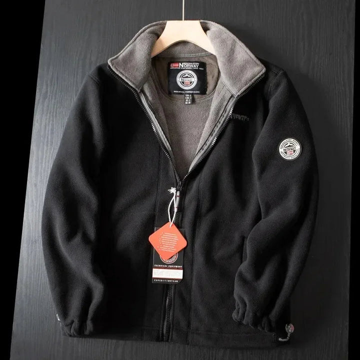 Men's Fleece Winter Jacket - Warm & Modern Fit - Black