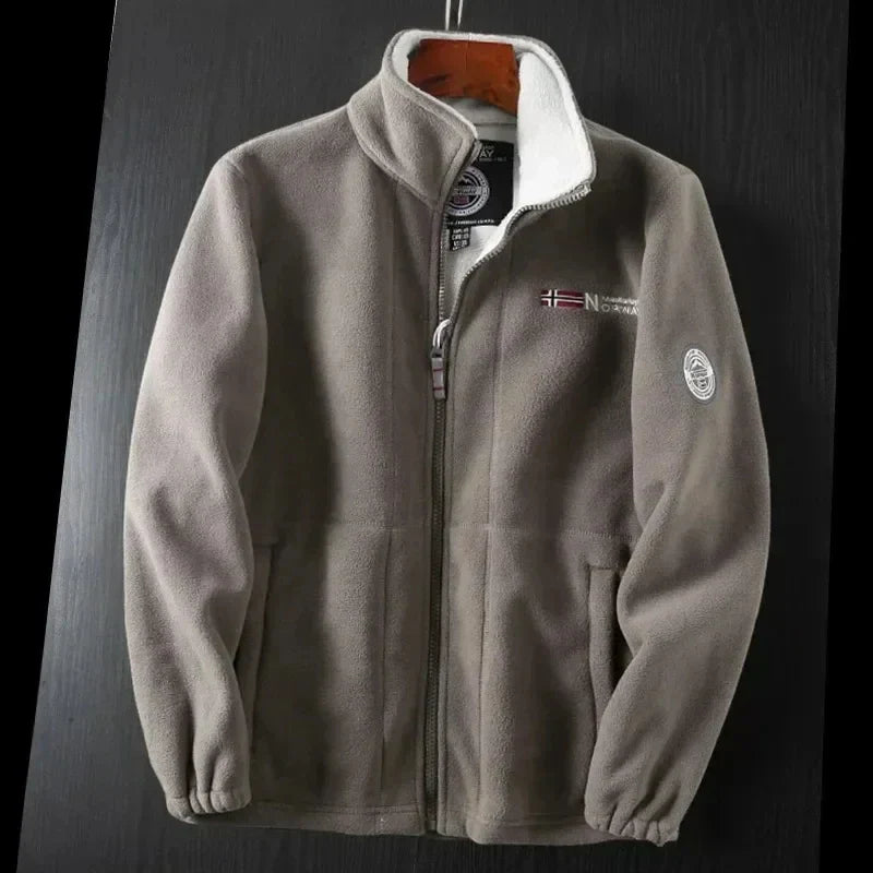 Men's Fleece Winter Jacket - Warm & Modern Fit - Brown