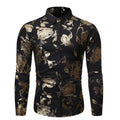 Men's Floral Print Long Sleeve Shirt - Party & Casual