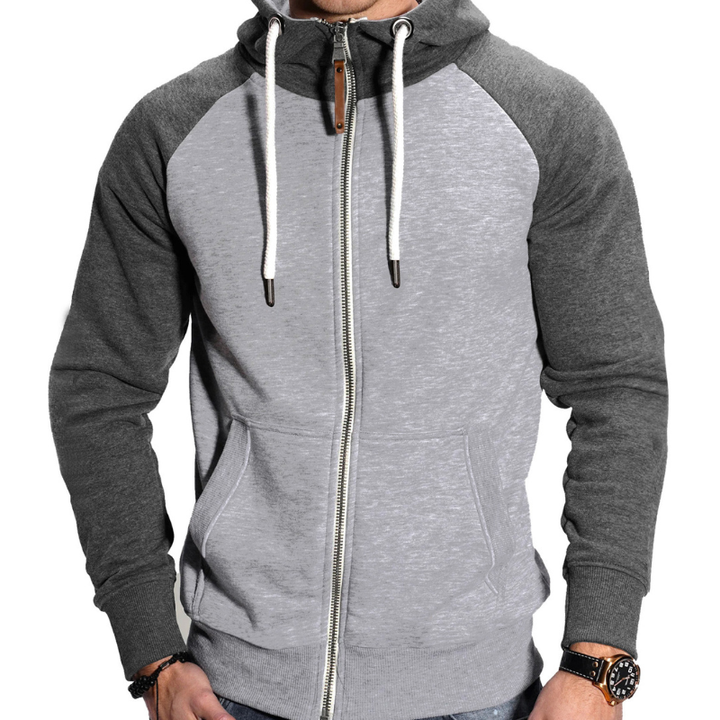Men's Full-Zip Hoodie - Comfortable Casual Sportswear - Grey