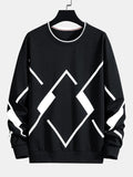 Men's Geometric Print Crew Neck Sweatshirt - Relaxed Fit