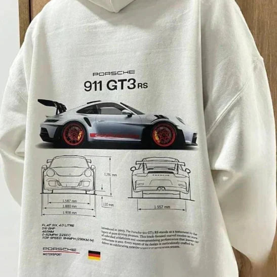 Men's Graphic Print Hoodie with Adjustable Hood - White