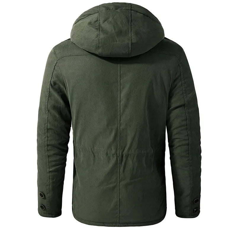 Men's Half-Length Winter Parka Jacket with Hood