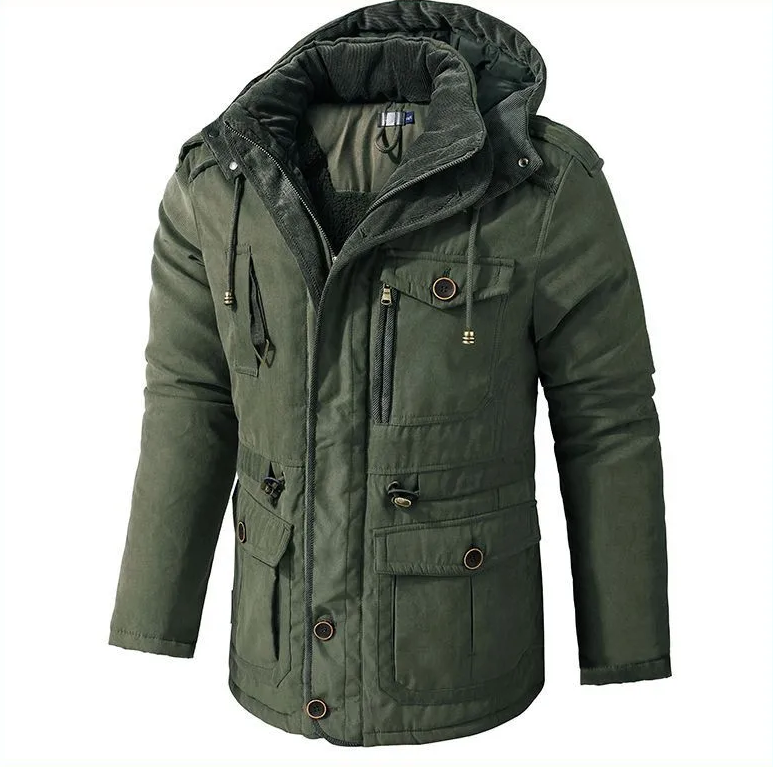 Men's Half-Length Winter Parka Jacket with Hood