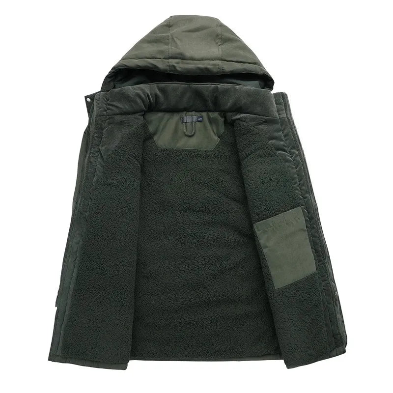 Men's Half-Length Winter Parka Jacket with Hood