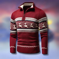 Men's Half Zip Fair Isle Sweater - Winter Knit