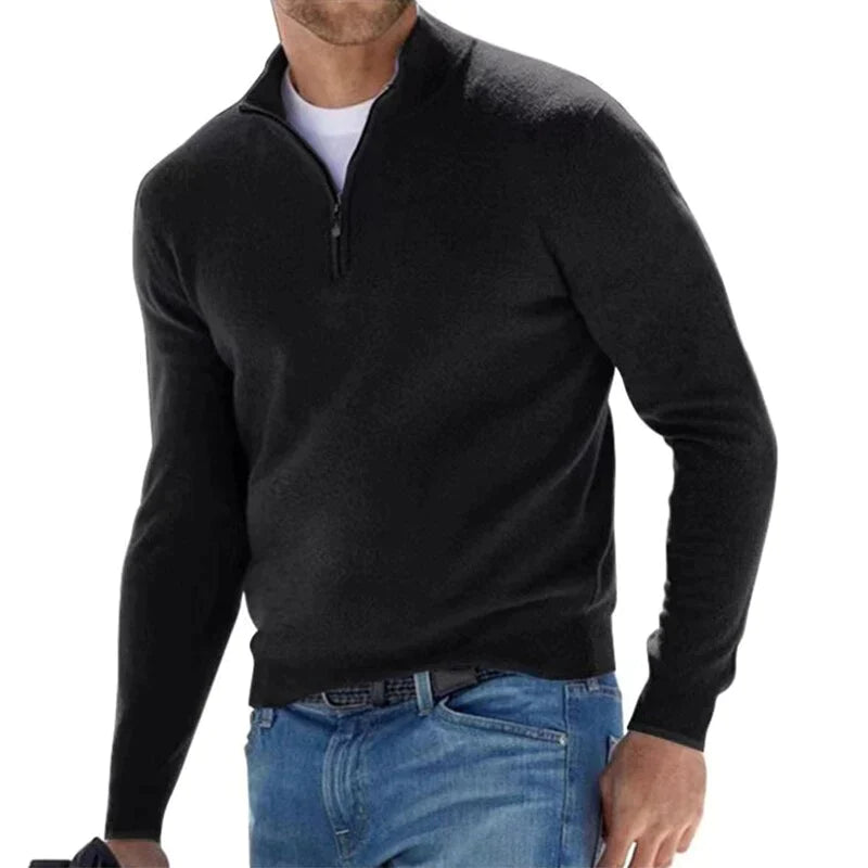 Men's Half-Zip Sweater - Comfortable Everyday Layer - Black