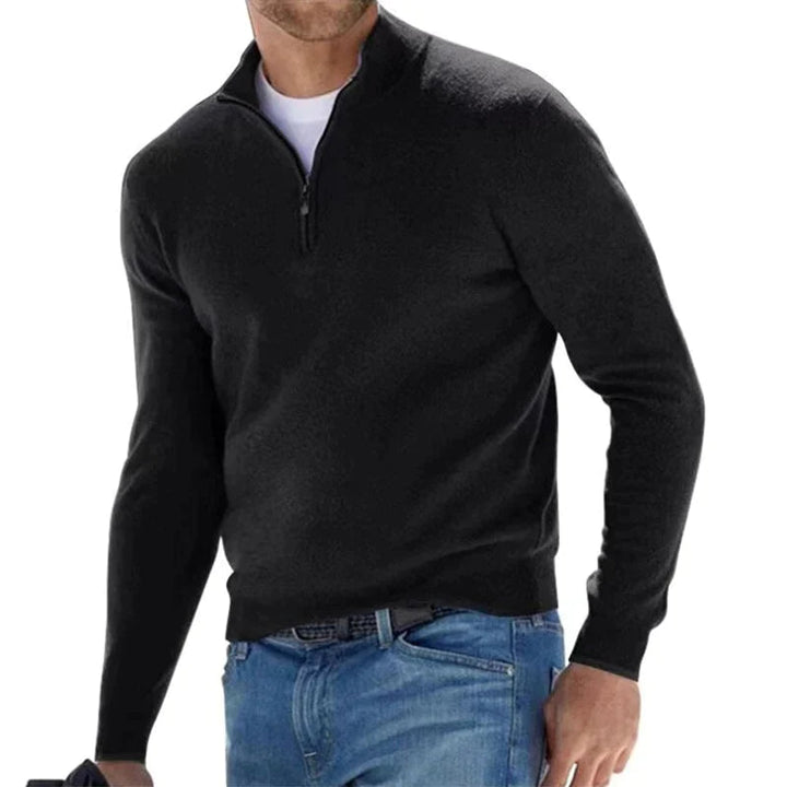 Men's Half-Zip Sweater - Comfortable Everyday Layer - Black
