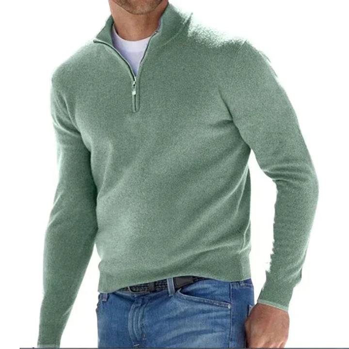 Men's Half-Zip Sweater - Comfortable Everyday Layer - Green