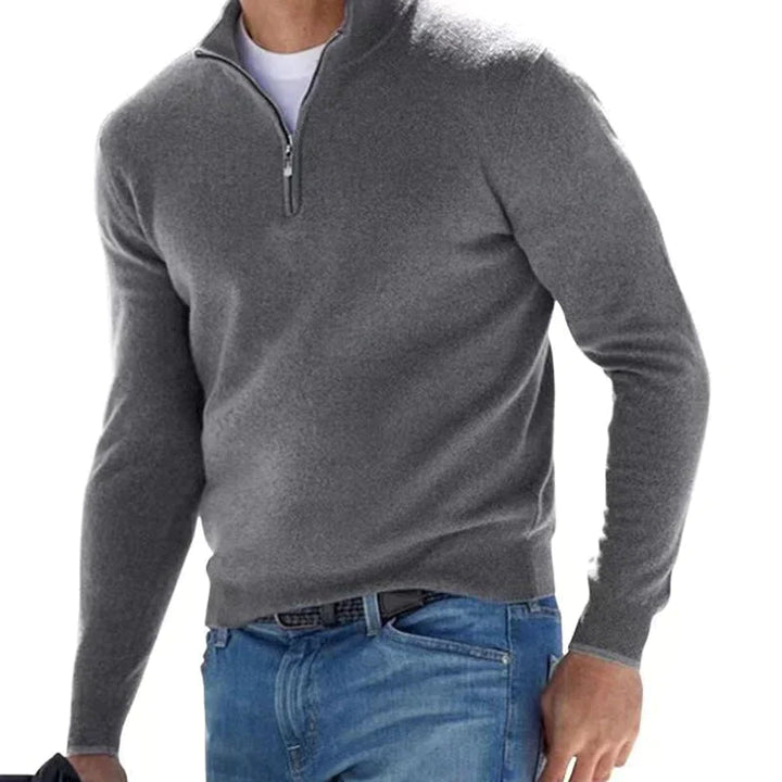 Men's Half-Zip Sweater - Comfortable Everyday Layer - Grey