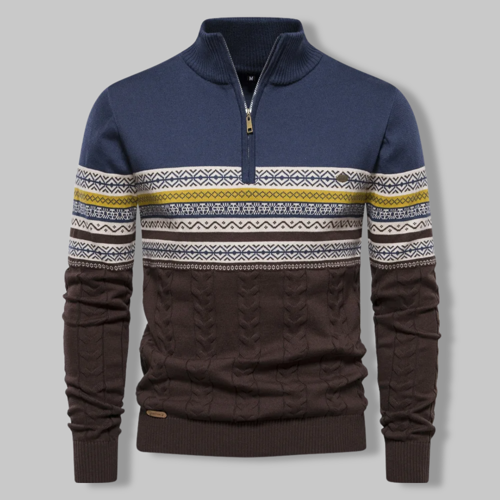 Men's Half-Zip Sweater - Refined Comfort & Timeless Style - Blue