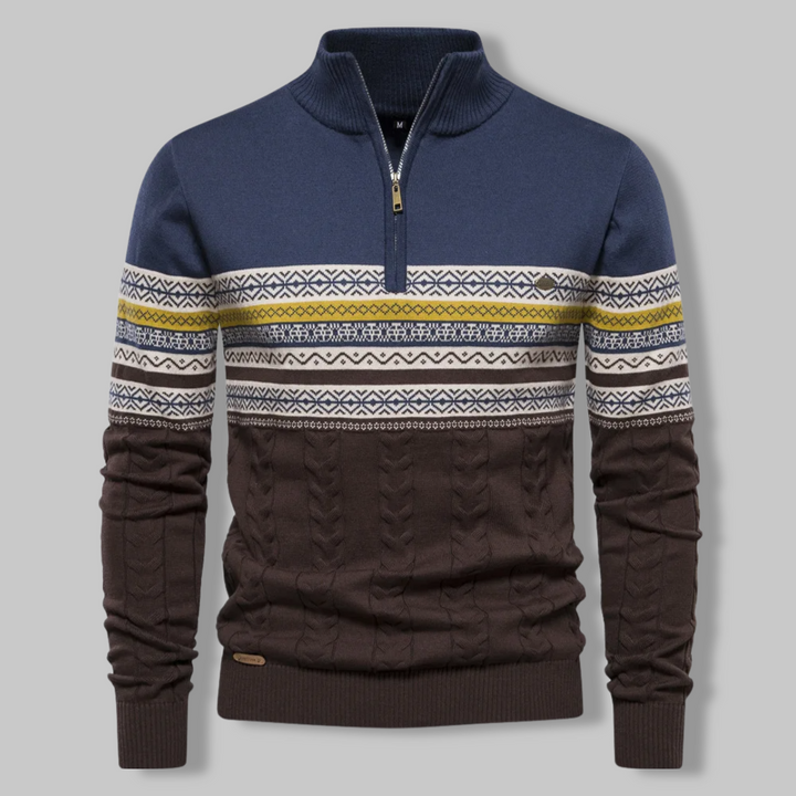 Men's Half-Zip Sweater - Refined Comfort & Timeless Style - Blue