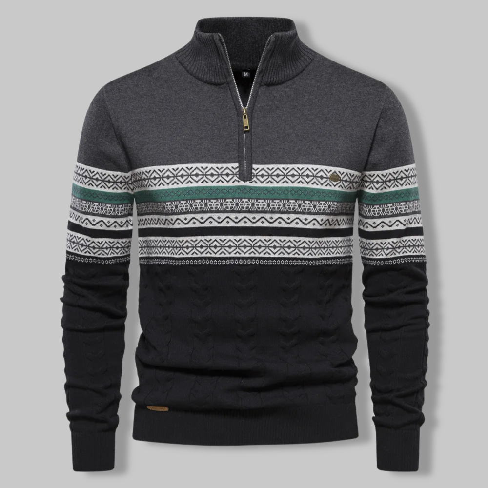 Men's Half-Zip Sweater - Refined Comfort & Timeless Style - Grey