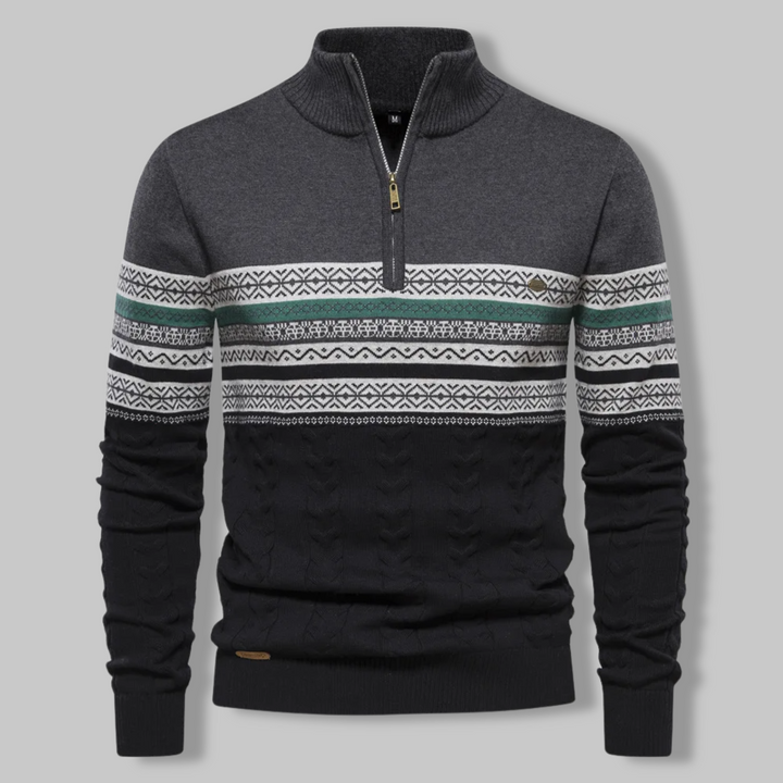 Men's Half-Zip Sweater - Refined Comfort & Timeless Style - Grey