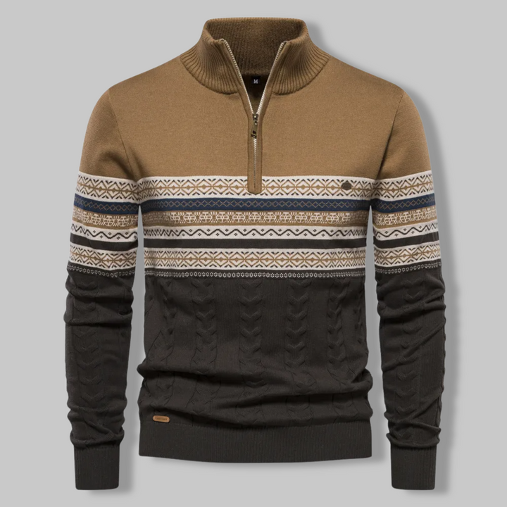 Men's Half-Zip Sweater - Refined Comfort & Timeless Style - Khaki