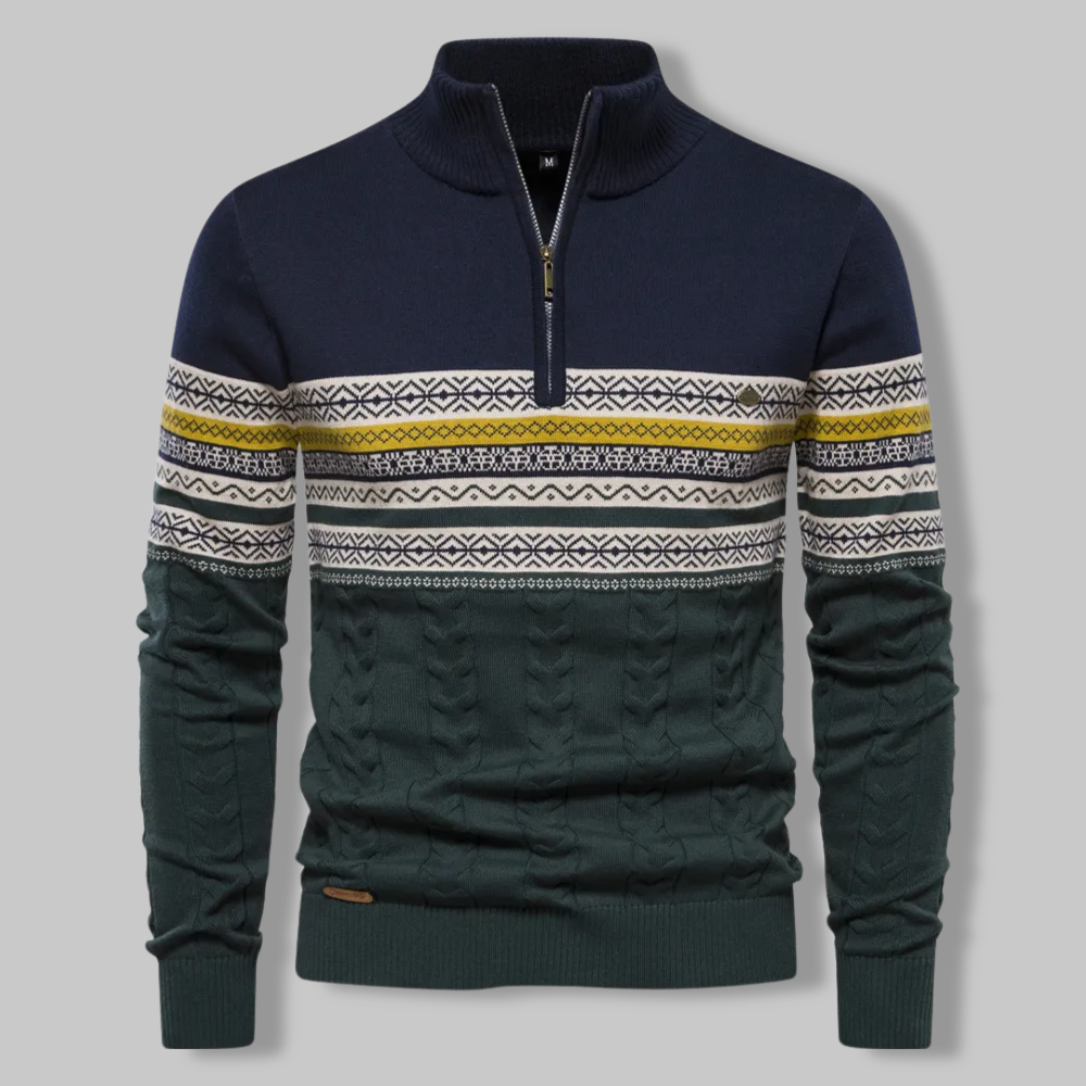 Men's Half-Zip Sweater - Refined Comfort & Timeless Style - Navy