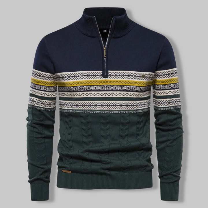 Men's Half-Zip Sweater - Refined Comfort & Timeless Style - Navy
