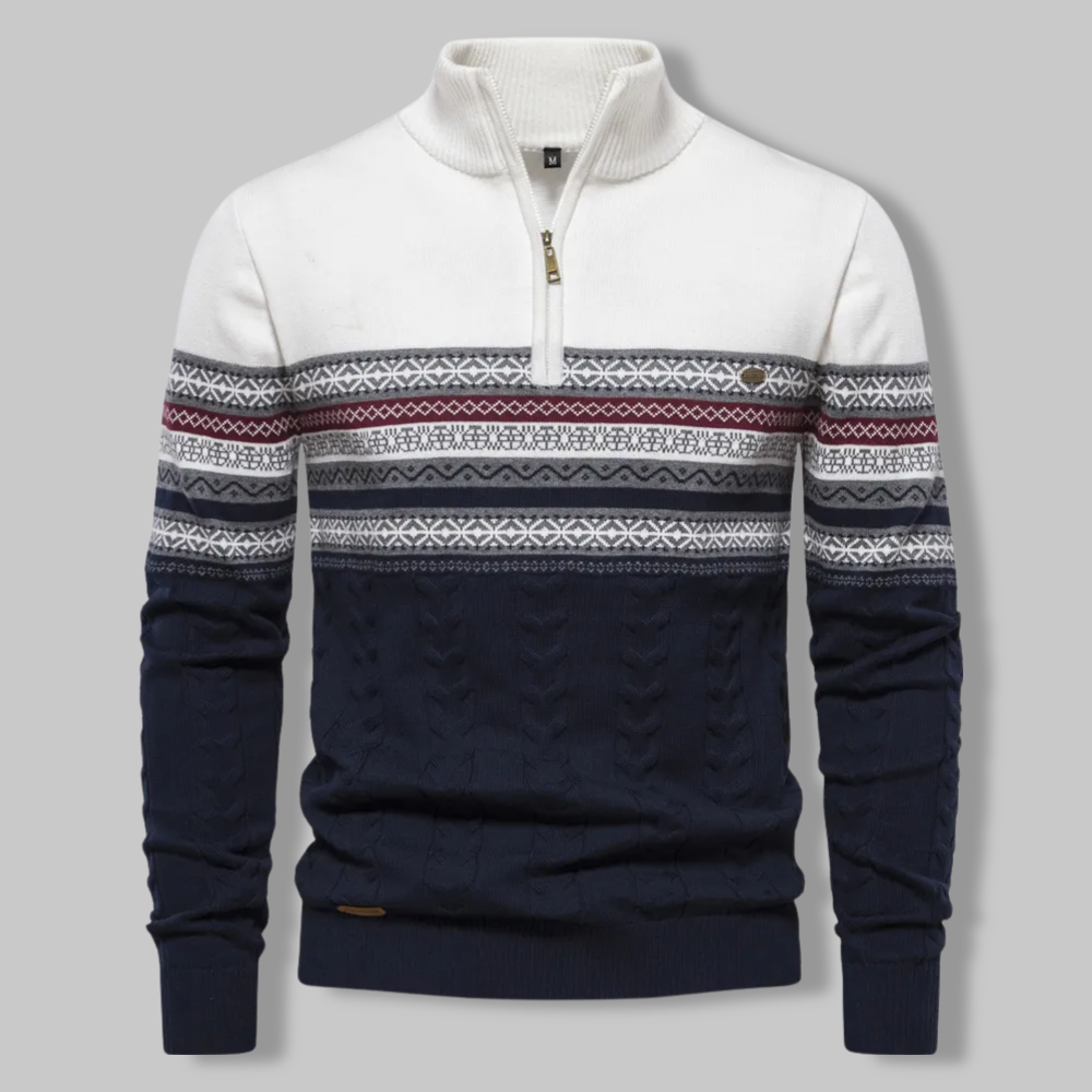 Men's Half-Zip Sweater - Refined Comfort & Timeless Style - White