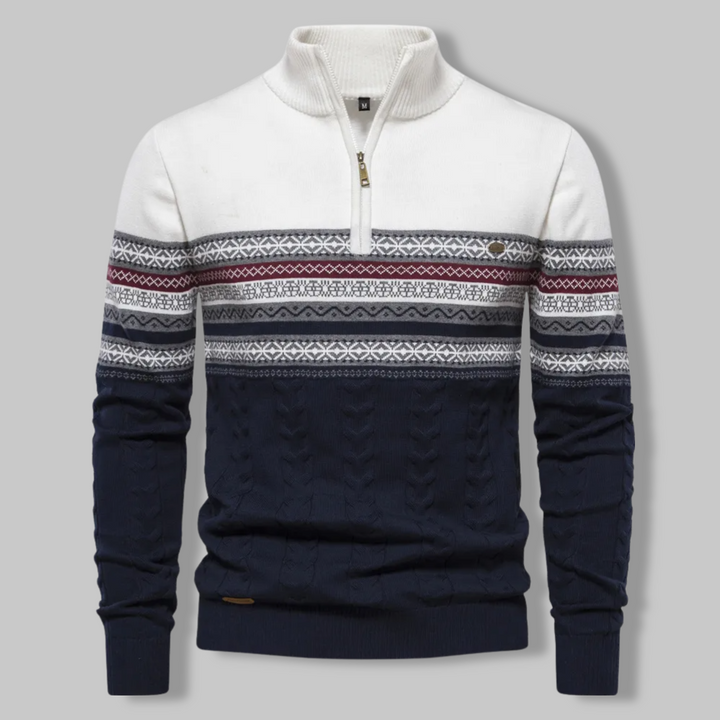 Men's Half-Zip Sweater - Refined Comfort & Timeless Style - White