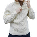 Men's Half-Zip Sweater with Stand Collar - Athletic Fit