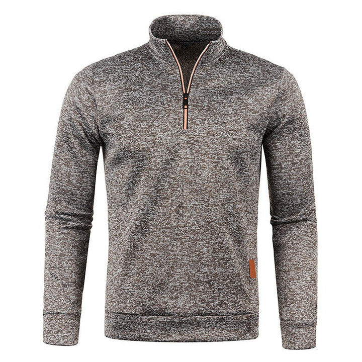 Men's Half Zip Turtleneck Sweater - Warm Winter Knit - Brown