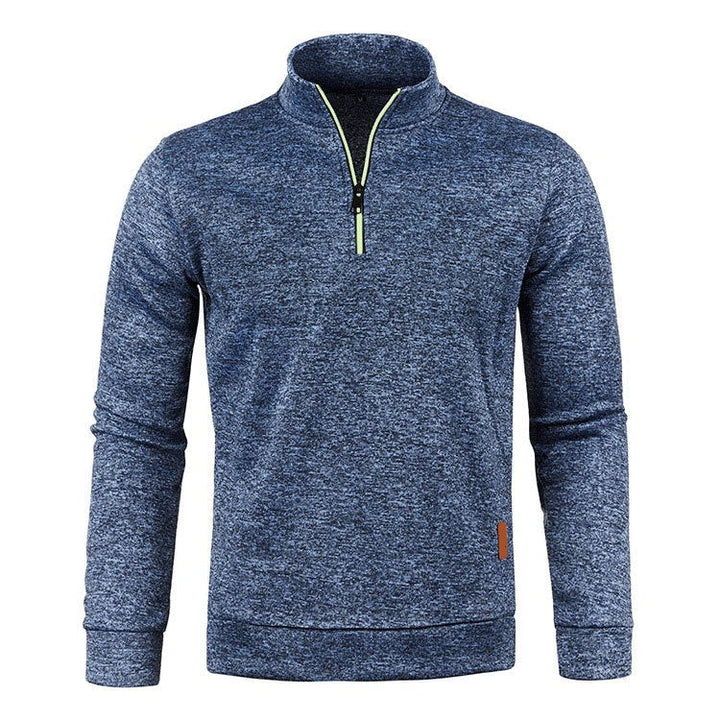 Men's Half Zip Turtleneck Sweater - Warm Winter Knit - Navy