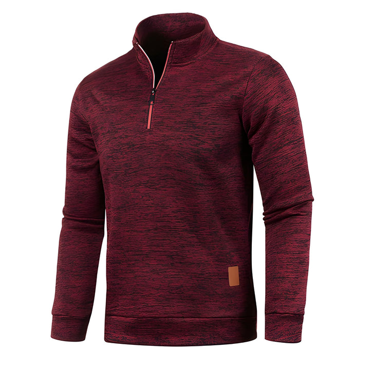 Men's Half Zip Turtleneck Sweater - Warm Winter Knit - Red
